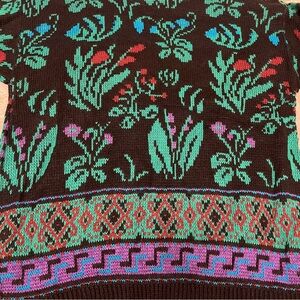 vintage 90s Pattern Knit Sweater New With Original Tags Unisex Mock Neck Large